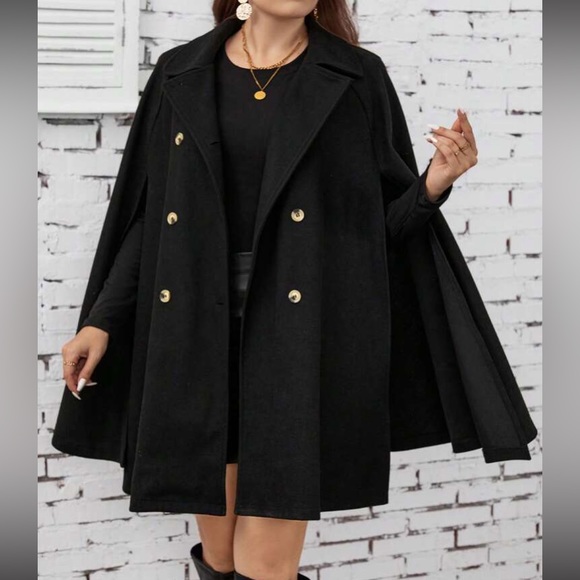 Luxe button up double breasted cape coat - Picture 13 of 16